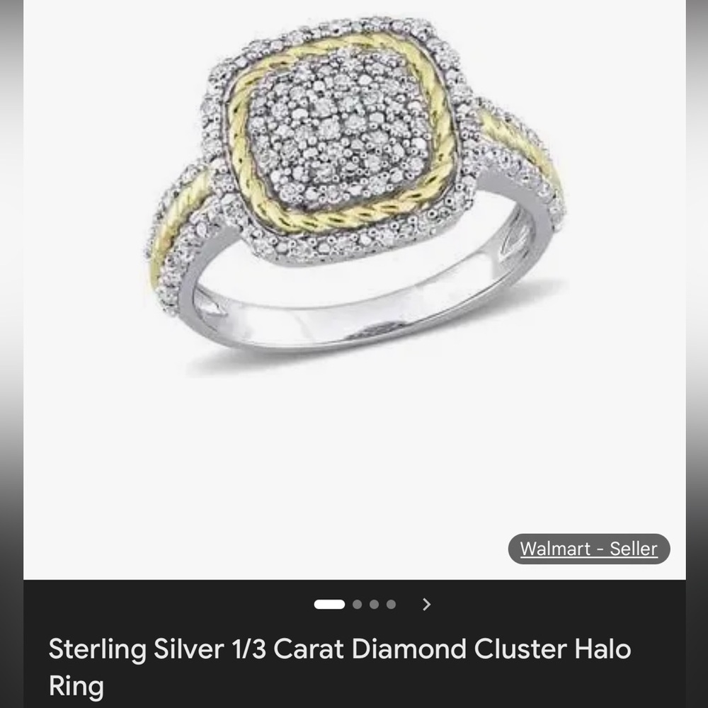 Sterling Silver 1/3 Carat Diamond Cluster Halo
Ring
Size: 7.5